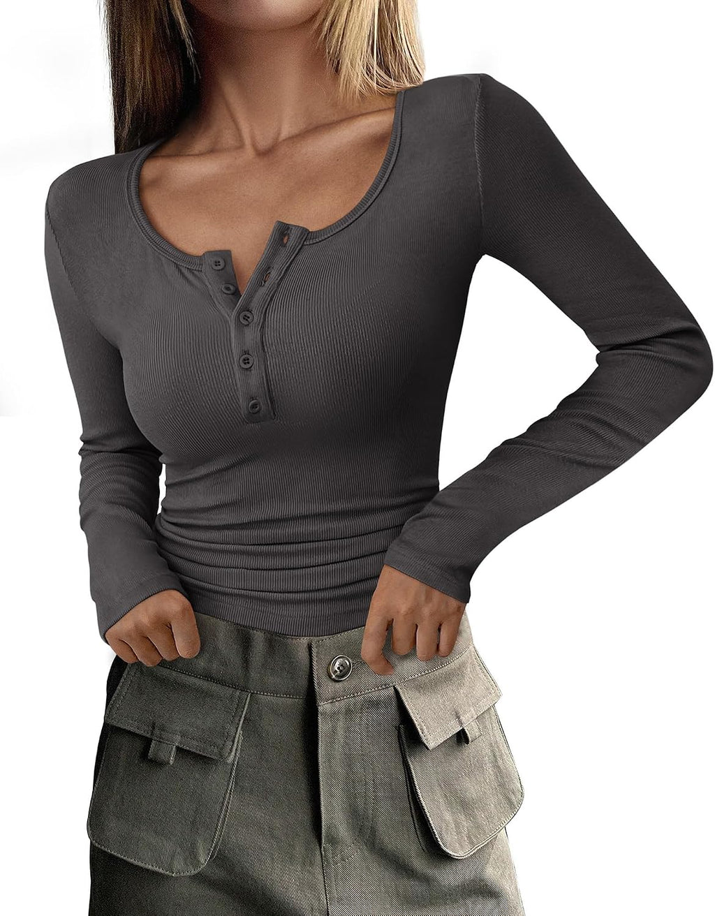 PRETTYGARDEN Women's Fall Long Sleeve Henley T Shirts Jansha Store