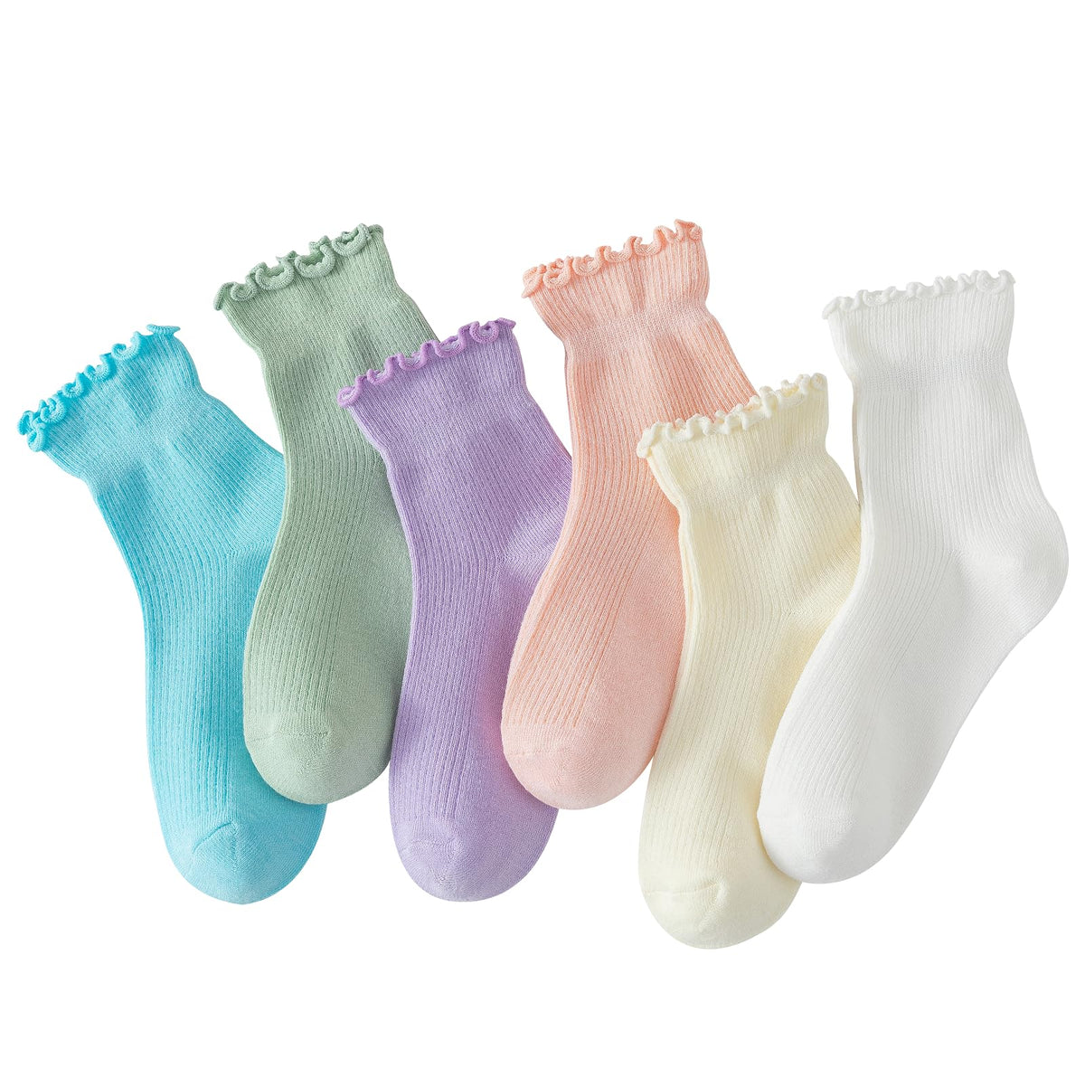 Hstyle 6 Pairs of Ruffle Socks Women, Cute Ruffle Ankle Socks Jansha Store