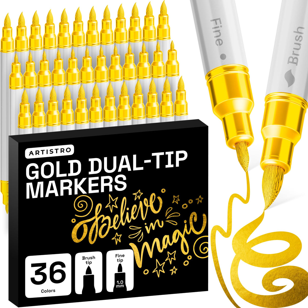 ARTISTRO 36 Multicolor Dual-Tip Acrylic Paint Marker Pens for Drawing Jansha Store
