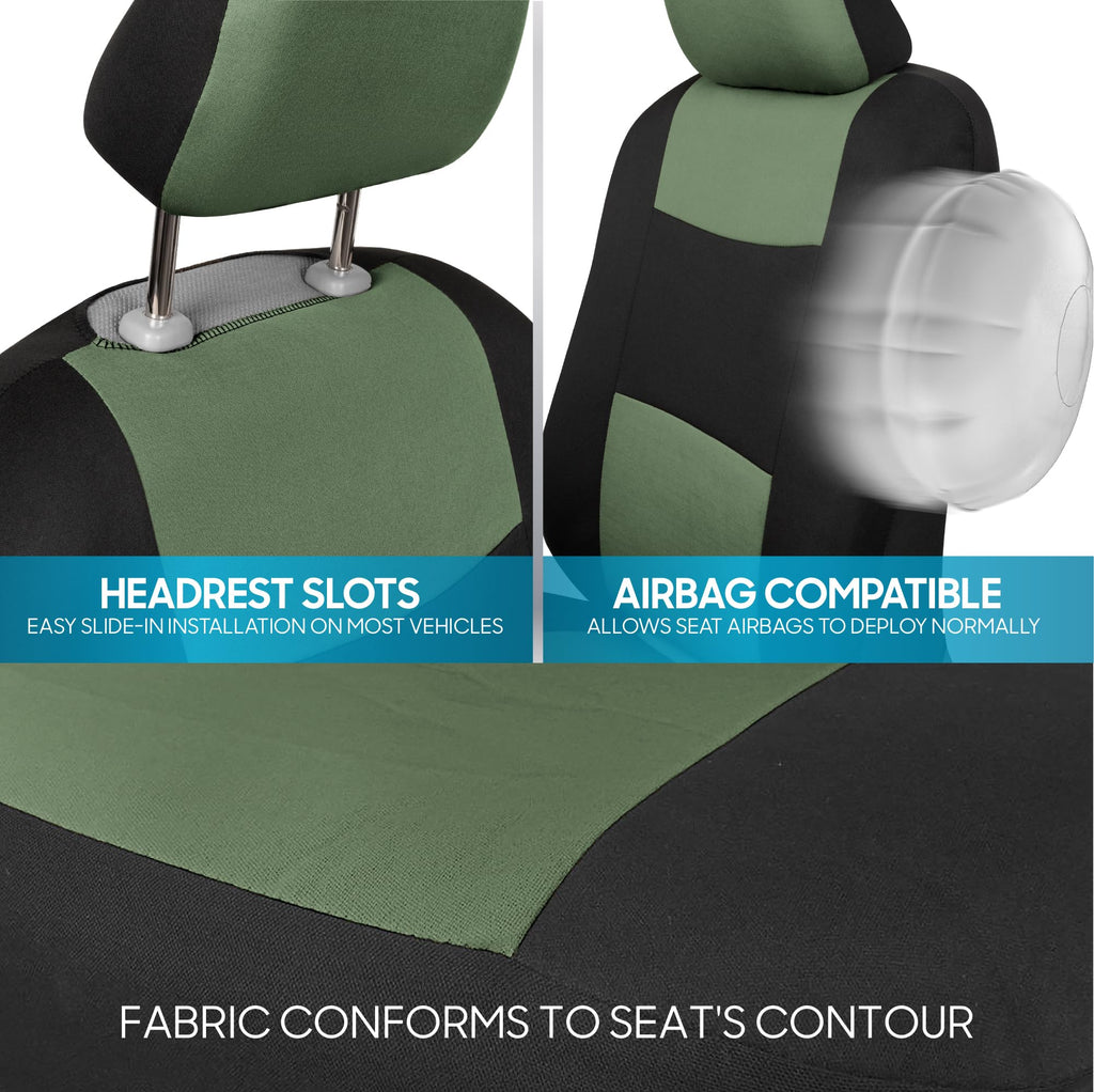 BDK PolyPro Car Seat Covers Full Set in Solid Black, Front and Rear Split Bench Seat Covers for Cars, Easy to Install Car Seats Cover Set and Accessories for Auto Trucks Van SUV - Solid Black Jansha Store