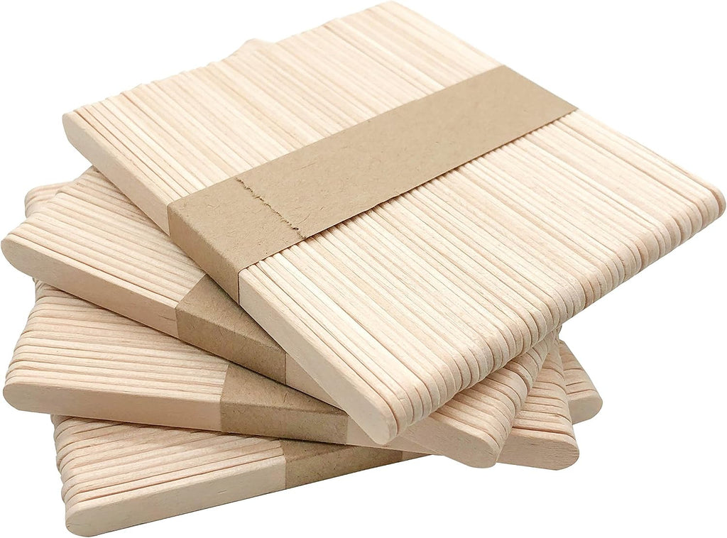 KTOJOY 200 Pcs Craft Sticks Ice Cream Sticks Natural Wood Popsicle Craft Sticks 4.5 inch Length Treat Sticks Ice Pop Sticks for DIY Crafts Jansha Store