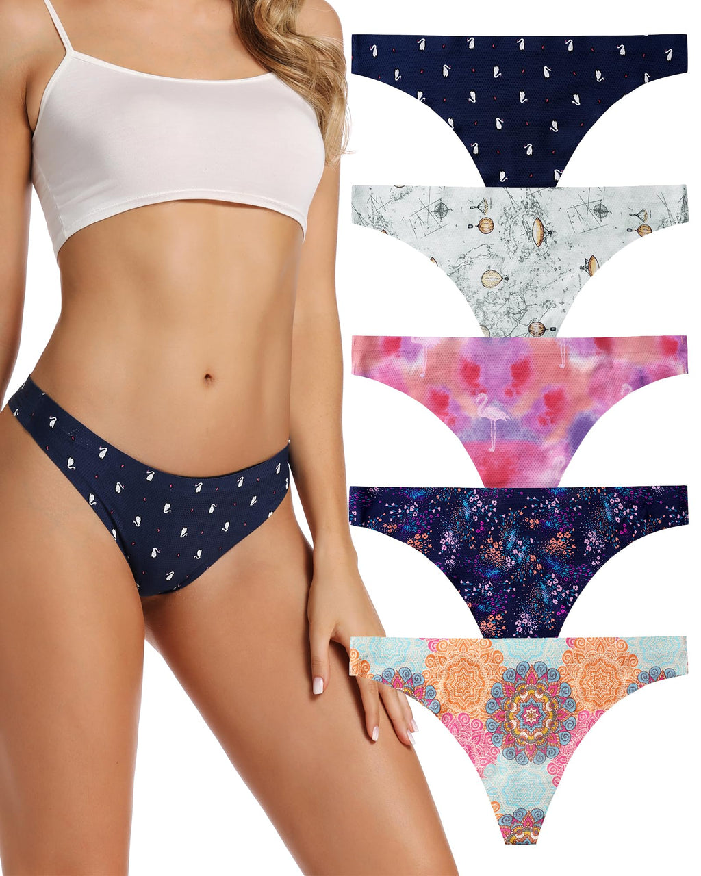 voenxe Seamless Women Underwear Thongs,No Show Ladies Workout Thong,5 Pack Jansha Store