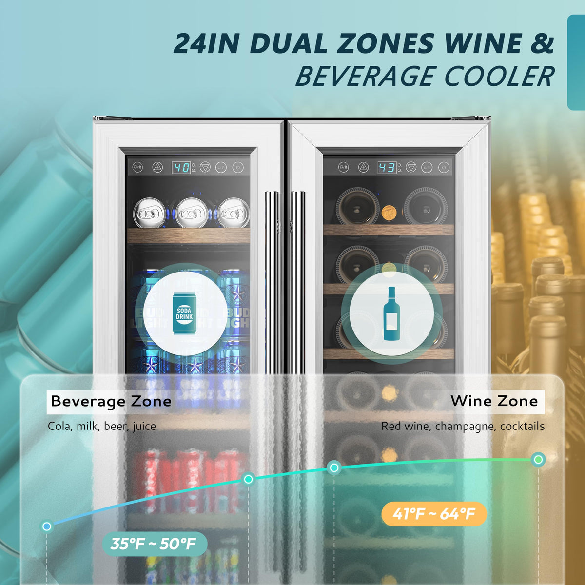 EUHOMY 24 Can Mini Fridge, 18L Beverage Refrigerator with Quiet Compressor Jansha Store