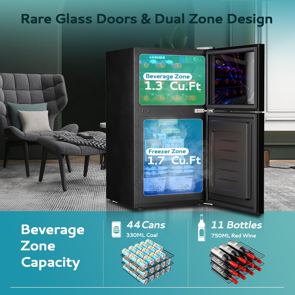 EUHOMY 24 Can Mini Fridge, 18L Beverage Refrigerator with Quiet Compressor Jansha Store