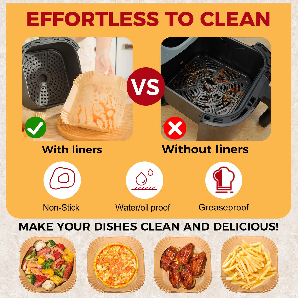 Air Fryer Liners Disposable, 100Pcs Parchment Paper 6.5" Square for 3-5QT Jansha Store