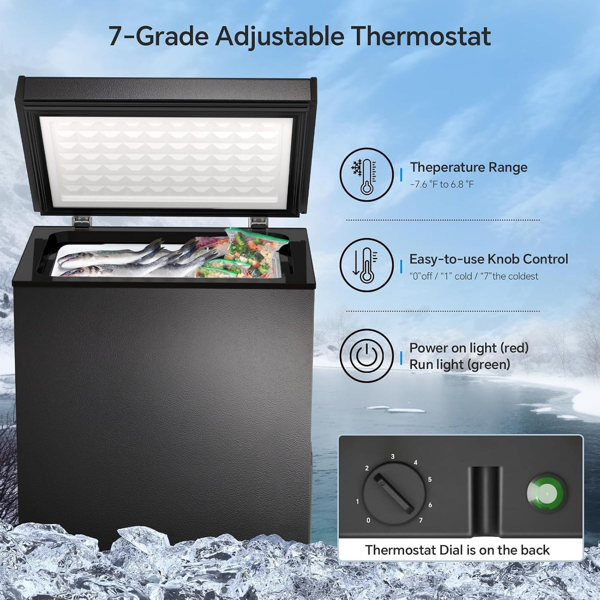 Kismile 1.8 Cu.Ft Mini Chest Freezer, Compact Deep Freezer for Home, Black Jansha Store
