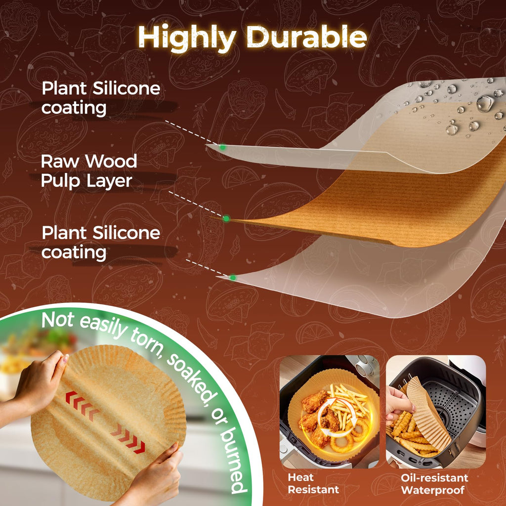 Air Fryer Liners Disposable, 100Pcs Parchment Paper 6.5" Square for 3-5QT Jansha Store