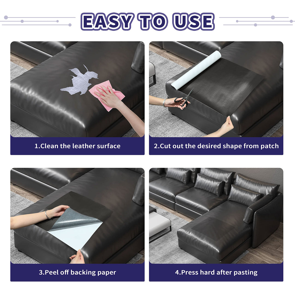 Besezx Leather Repair Patch Tape Kit, Self Adhesive Leather Repair for Furniture, Couch, Sofa, Car Seats,Office Chair,Vinyl Repair Kit.4.8inx60in Jansha Store