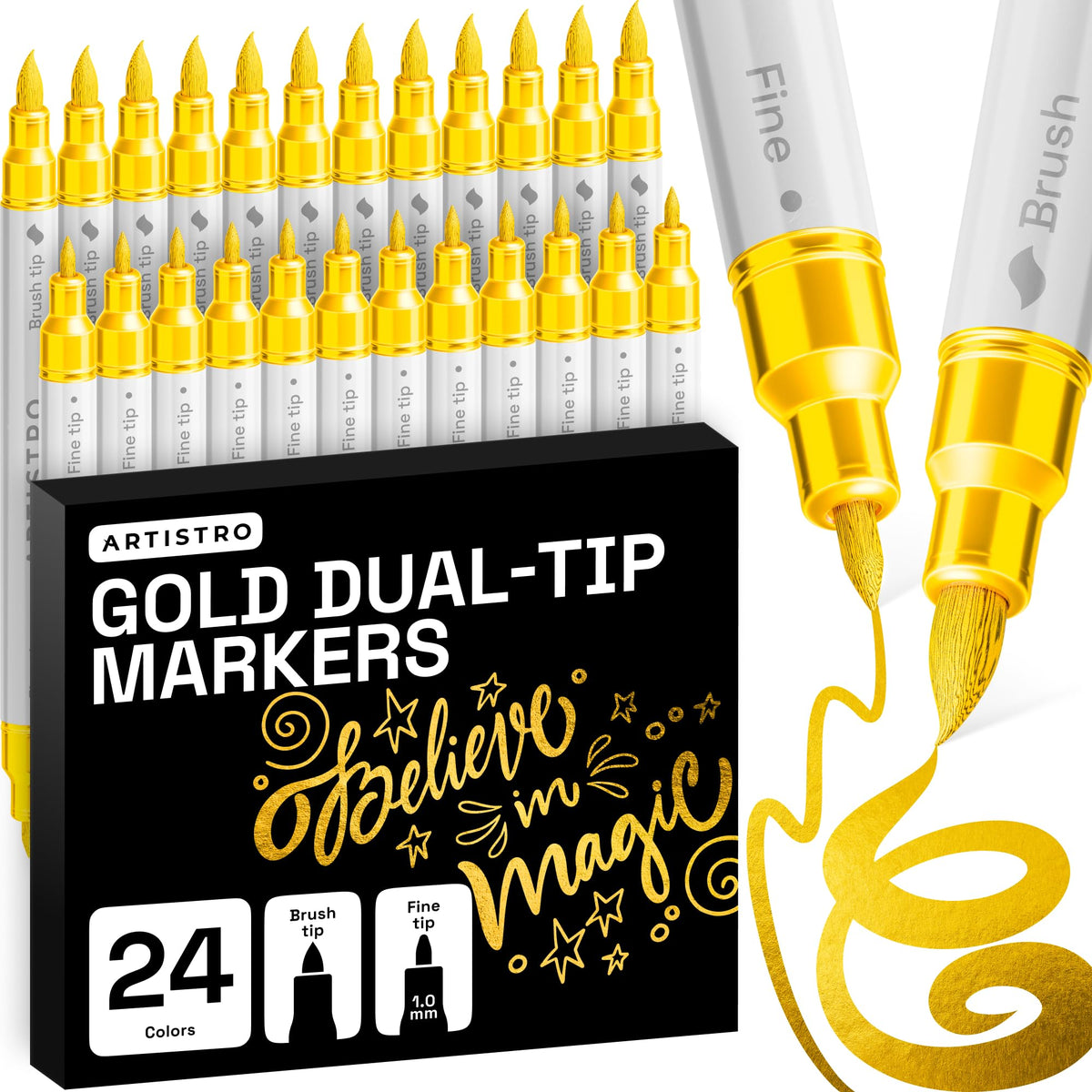 ARTISTRO 36 Multicolor Dual-Tip Acrylic Paint Marker Pens for Drawing Jansha Store