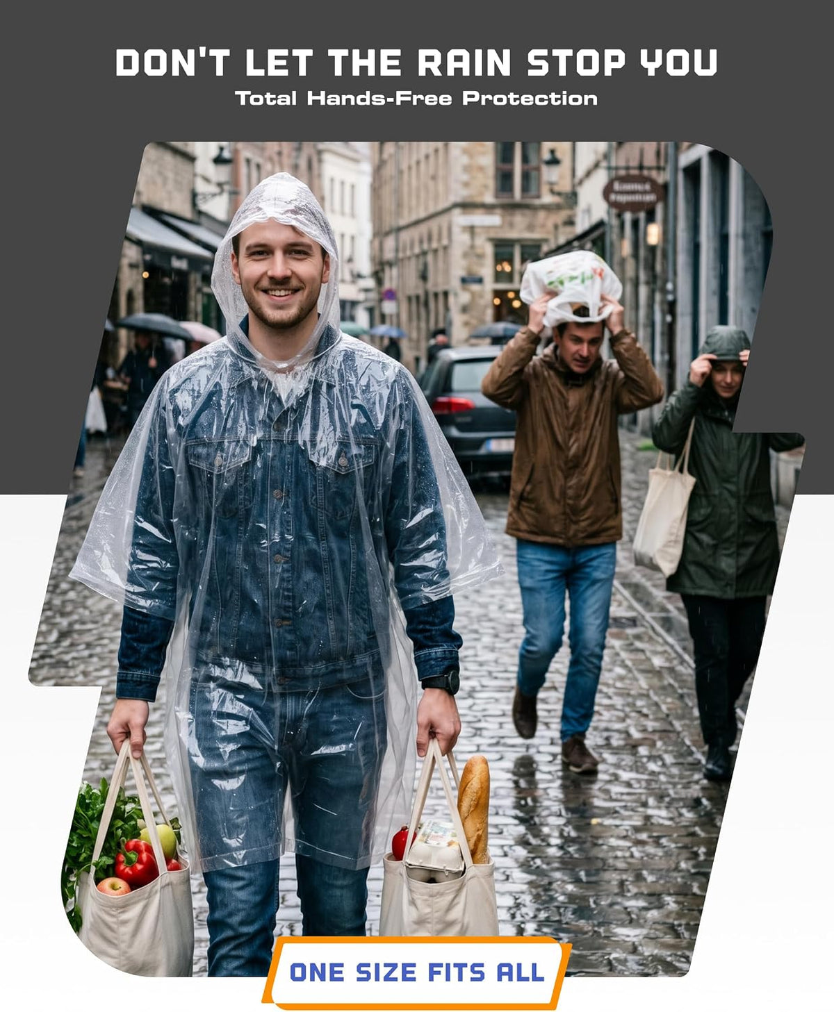 Hagon PRO Disposable Rain Ponchos for Adults, Hooded Poncho, Family 5 Pack Jansha Store