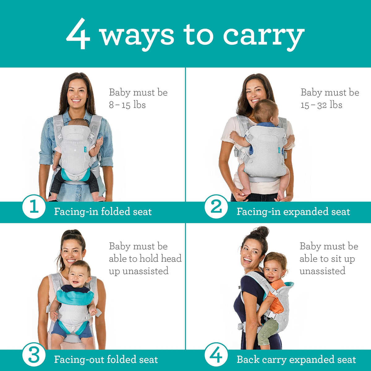 Infantino Flip 4-in-1 Baby Carrier Convertible Ergonomic, Rainbow Jansha Store