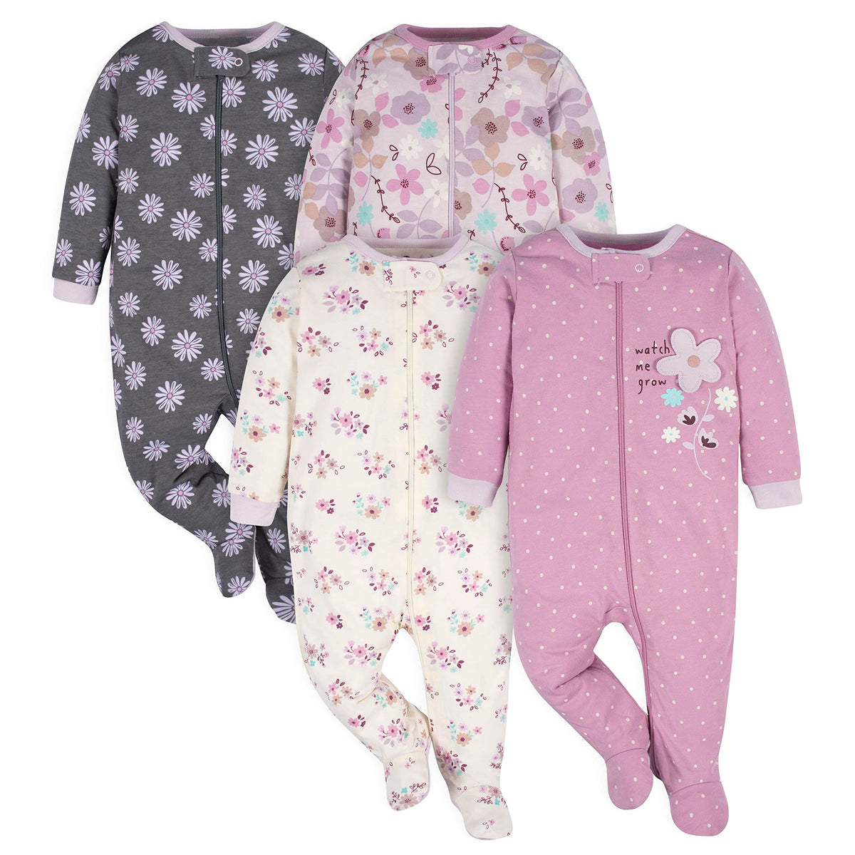 Gerber Baby Girls 4-Pack Sleep 'N Play Footie Jansha Store