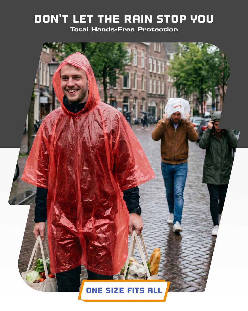 Hagon PRO Disposable Rain Ponchos for Adults, Hooded Poncho, Family 5 Pack Jansha Store