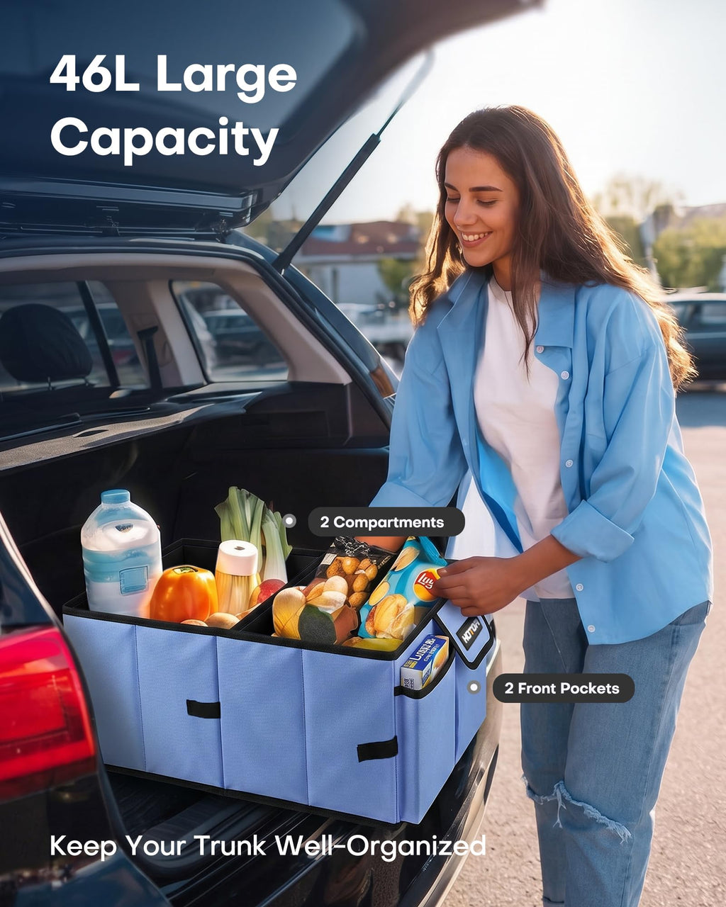 HOTOR Trunk Organizer - Foldable Car Organizer for SUVs & Sedans Storage Jansha Store