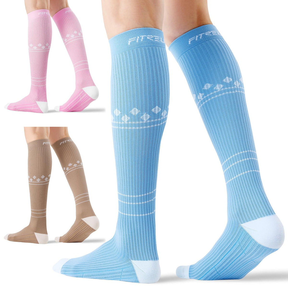 FITRELL 3 Pairs Compression Socks for Women and Men 20-30mmHg-Circulation Support Socks Jansha Store