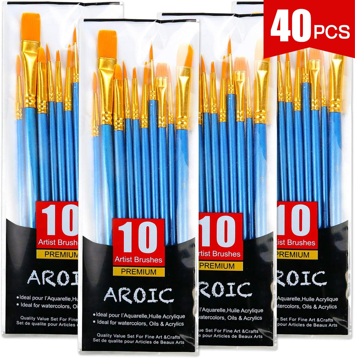 AROIC 10 Pcs Paint Brushes, Acrylic Oil Watercolor Painting Brush Set Jansha Store