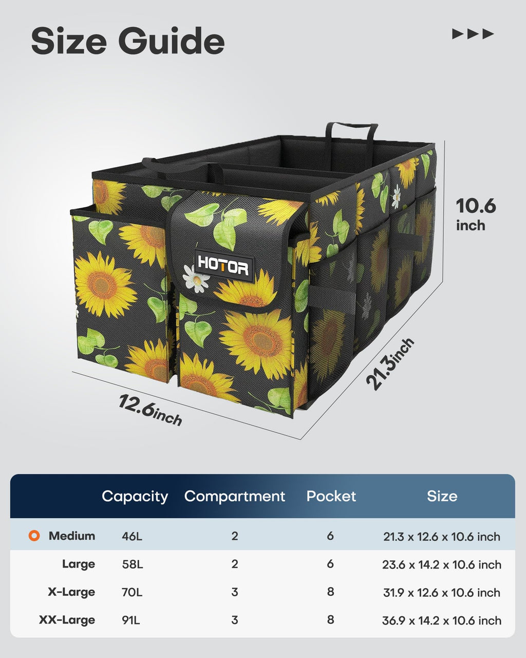 HOTOR Trunk Organizer - Foldable Car Organizer for SUVs & Sedans Storage Jansha Store