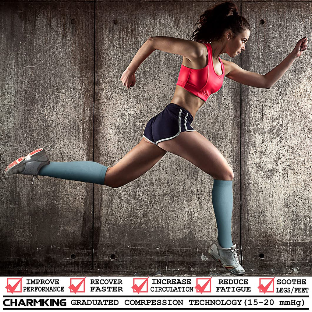 CHARMKING Compression Socks for Women & Men Circulation (3 Pairs) 15-20 mmHg is Best Support for Athletic Running Cycling Jansha Store