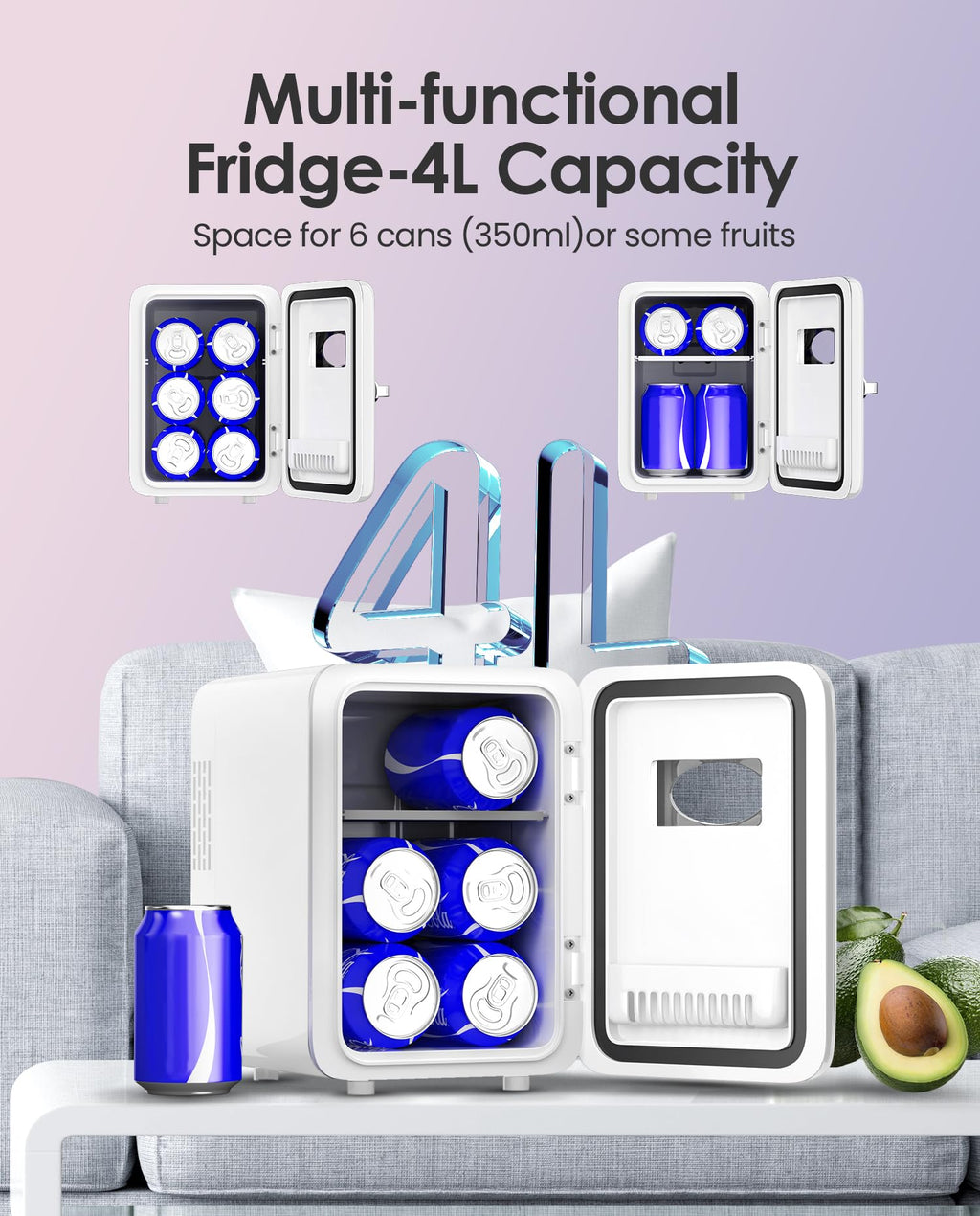 CUTIEWORLD Skincare Fridge - 4L Makeup Fridge for Refrigerating Makeup, Skincare and Food, Mini Fridge for Bedroom, Office and Car, Cooler and Warmer, Beverage Cooler, Leather Pink Jansha Store