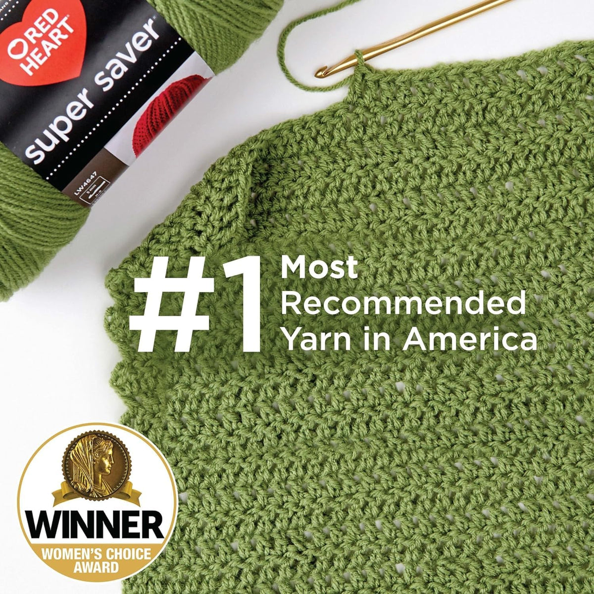 Red Heart Super Saver Yarn for Crocheting & Knitting, Medium Thyme, 3-Pack Jansha Store
