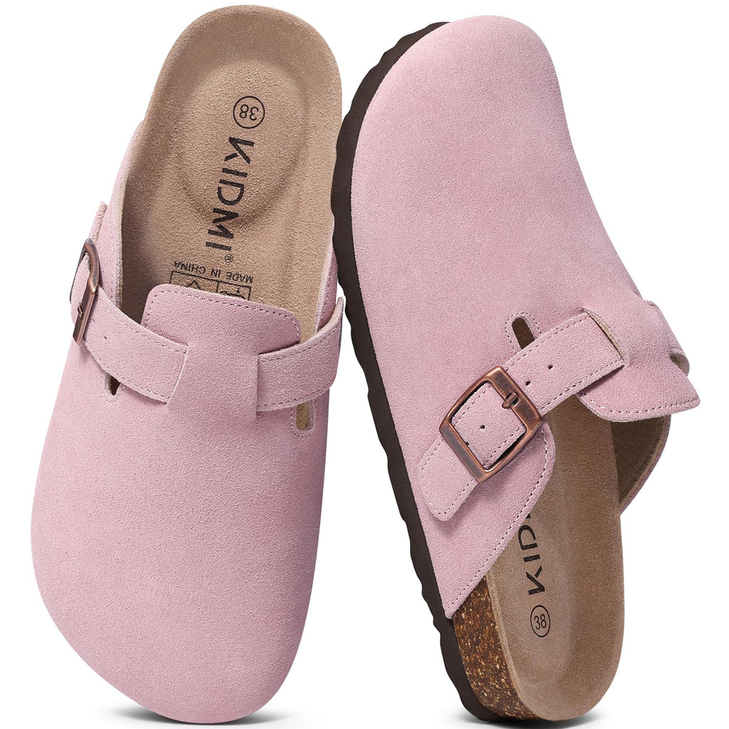 KIDMI Genuine Suede Clogs for Women Men Cork Footbed Mules Potato Shoes Jansha Store