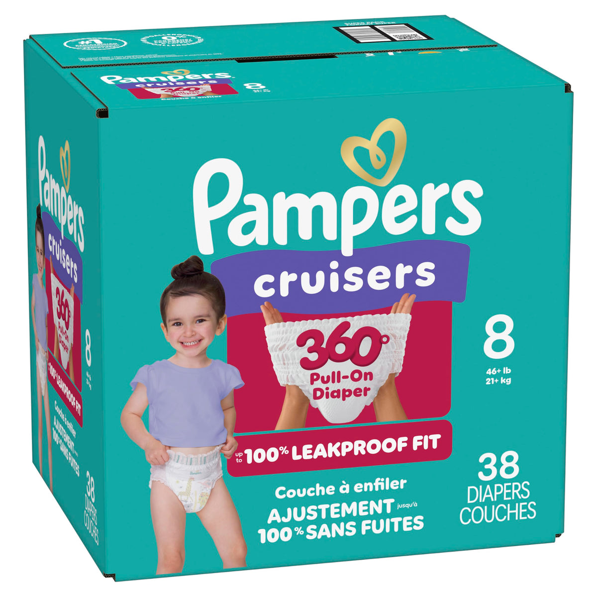 Pampers Diapers - Cruisers 360 - Size 5, 128 Count, up to 100% Leakproof Pull-On Diaper for Active Babies Jansha Store