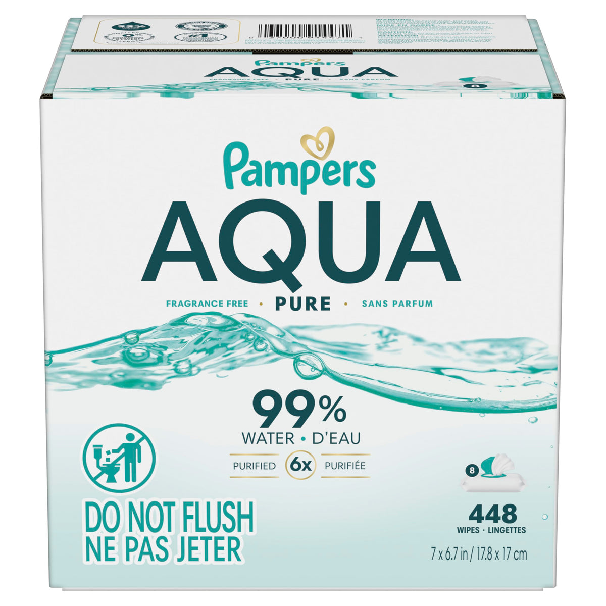 Pampers Aqua Pure Baby Wipes, Unscented, Fragrance Free, 99% Water, Water Based, Multi-Use, 672 Wipes Total (12X Flip-Top Packs) Jansha Store