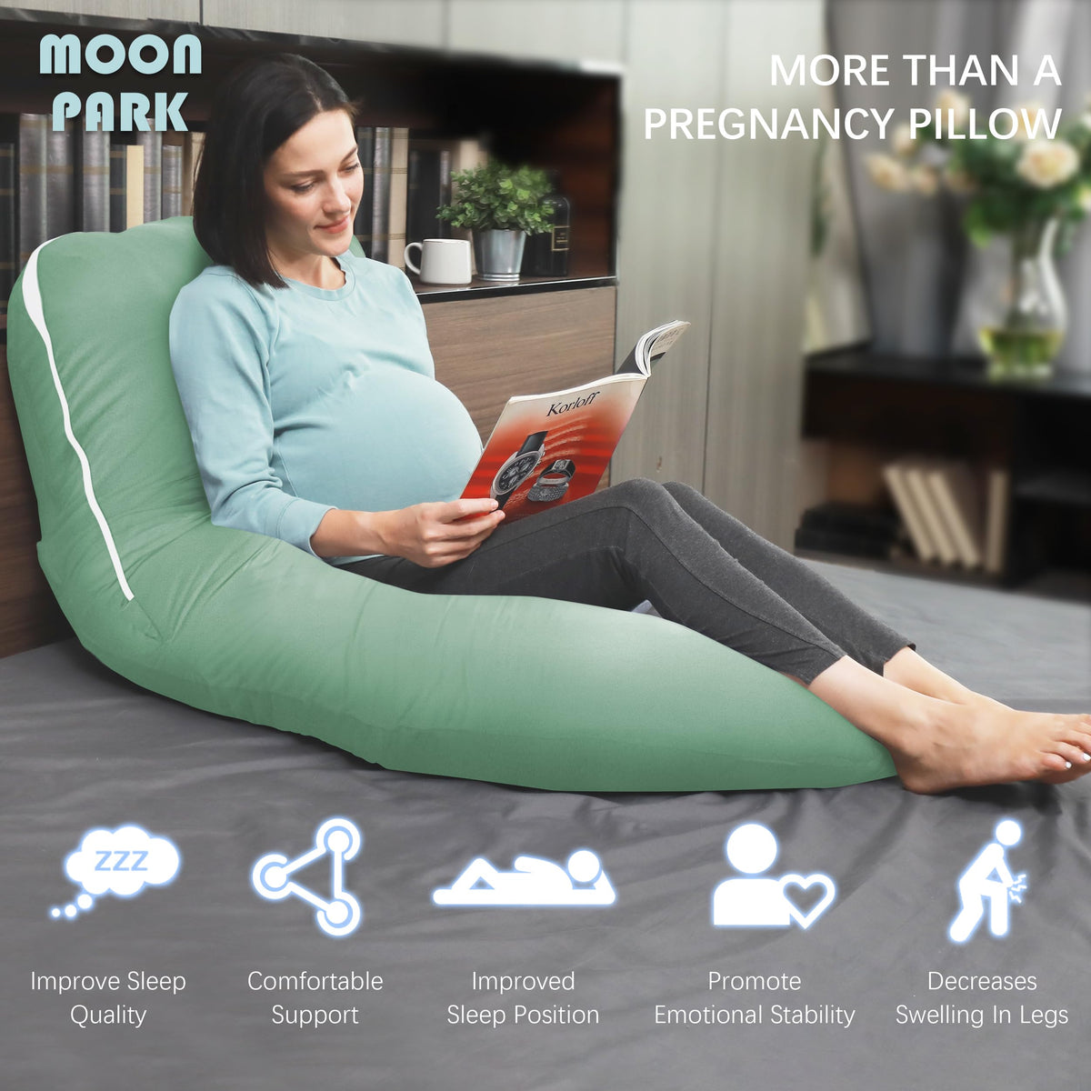 MOON PARK Pregnancy Pillows for Sleeping - U Shaped Full Body Maternity Pillow with Removable Cover - Support for Back, Legs, Belly, HIPS - 65 Inch - Purple Jansha Store