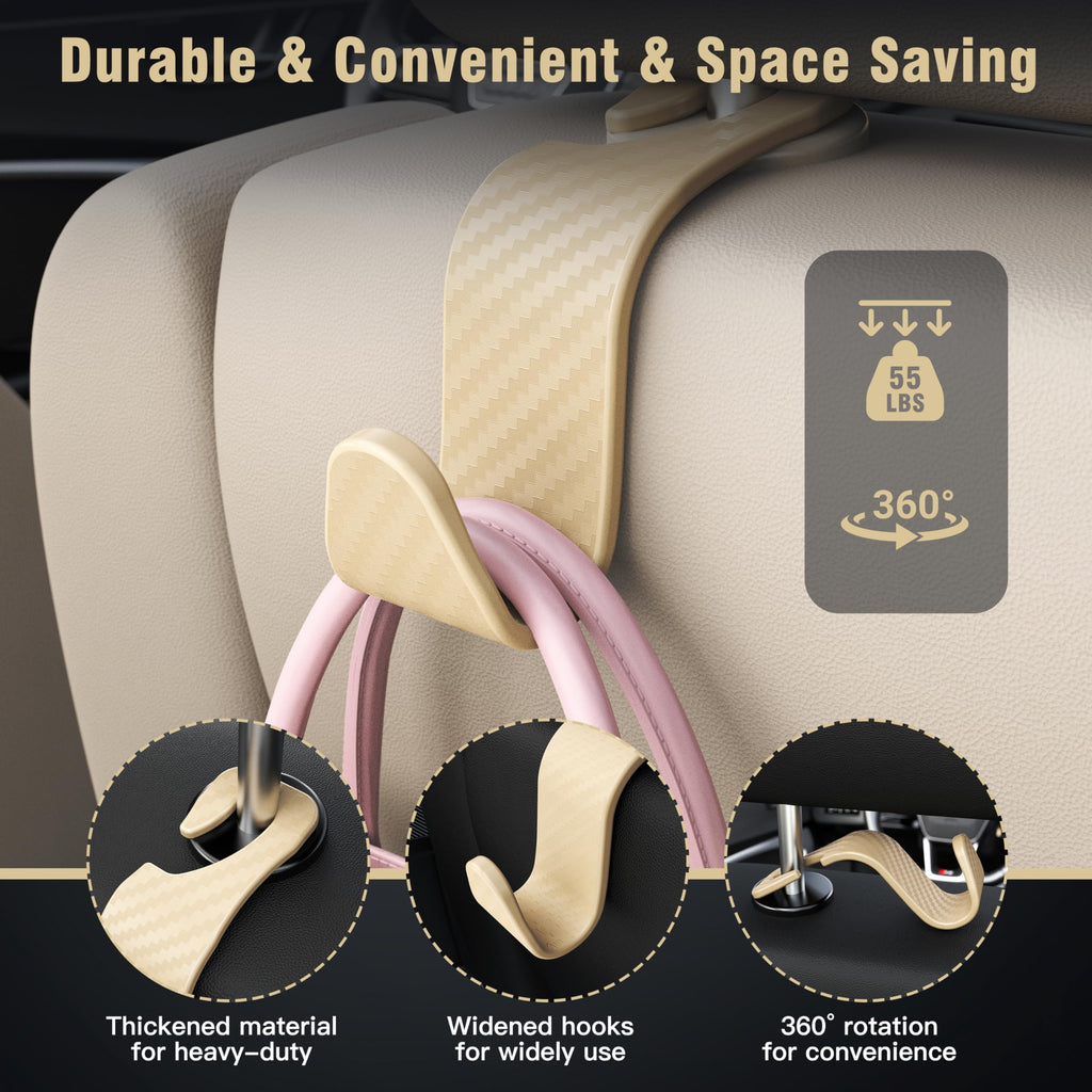 4-Pack Car Headrest Hooks Holds 55lbs Seat Storage Organizer for Bags Jansha Store