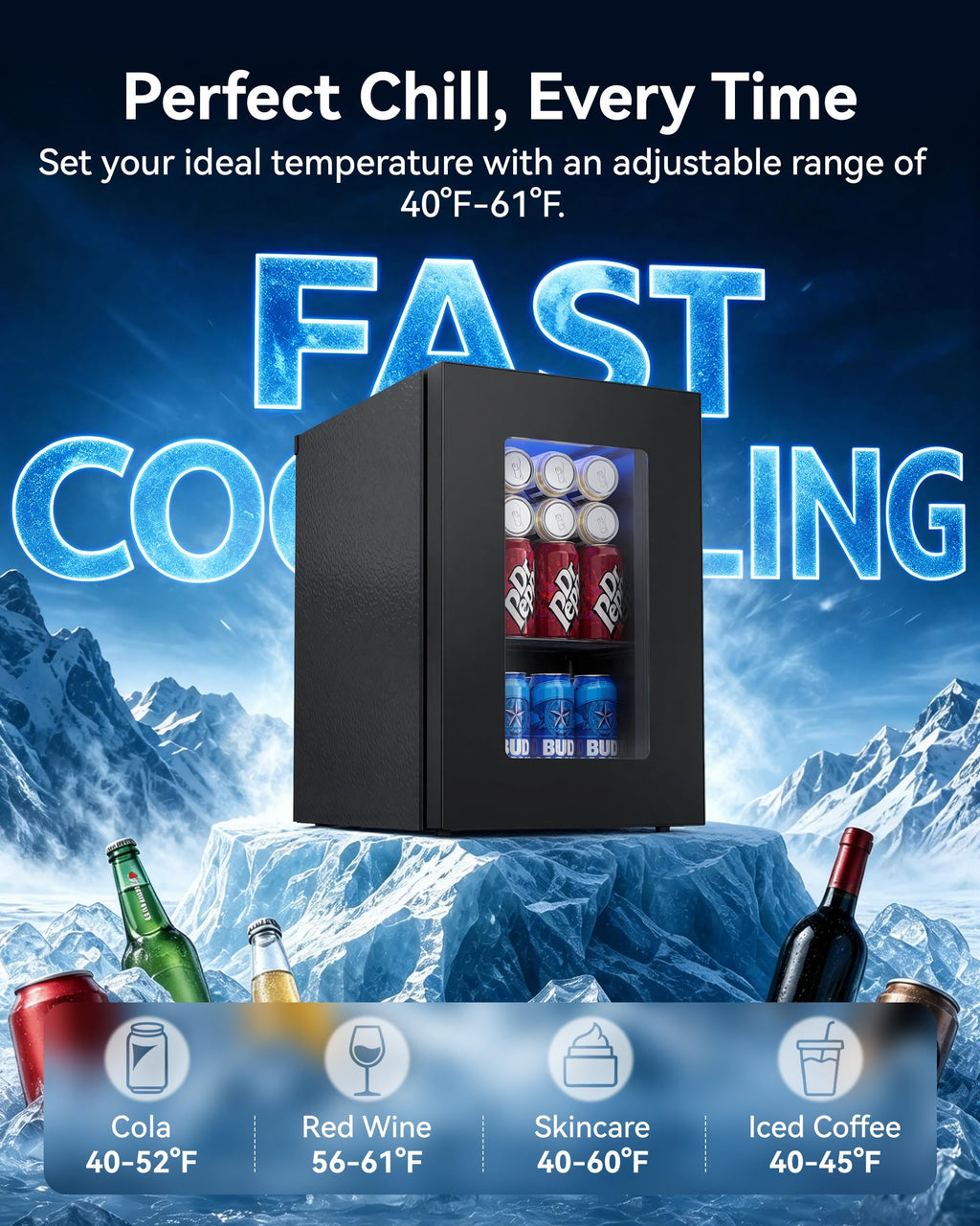 3.2 Cuft Beverage Fridge, 130 Can Mini Fridge With Glass Door, Black Jansha Store