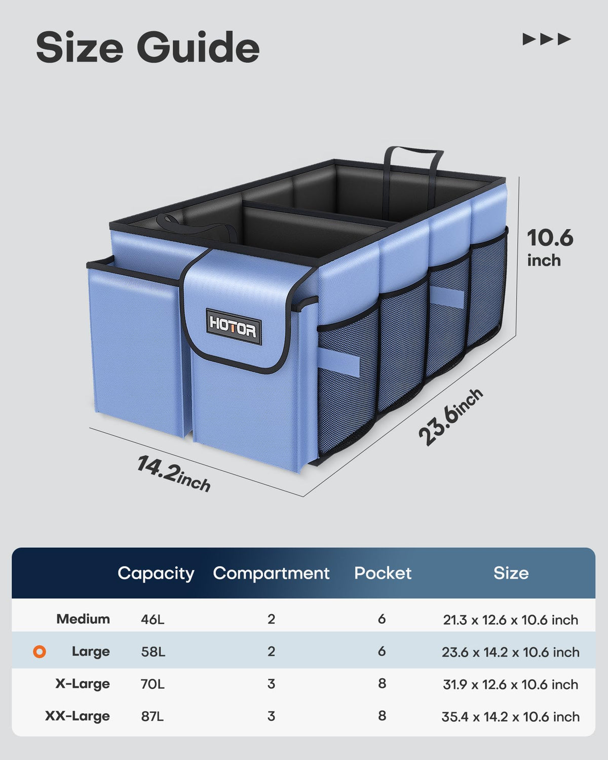 HOTOR Trunk Organizer - Foldable Car Organizer for SUVs & Sedans Storage Jansha Store