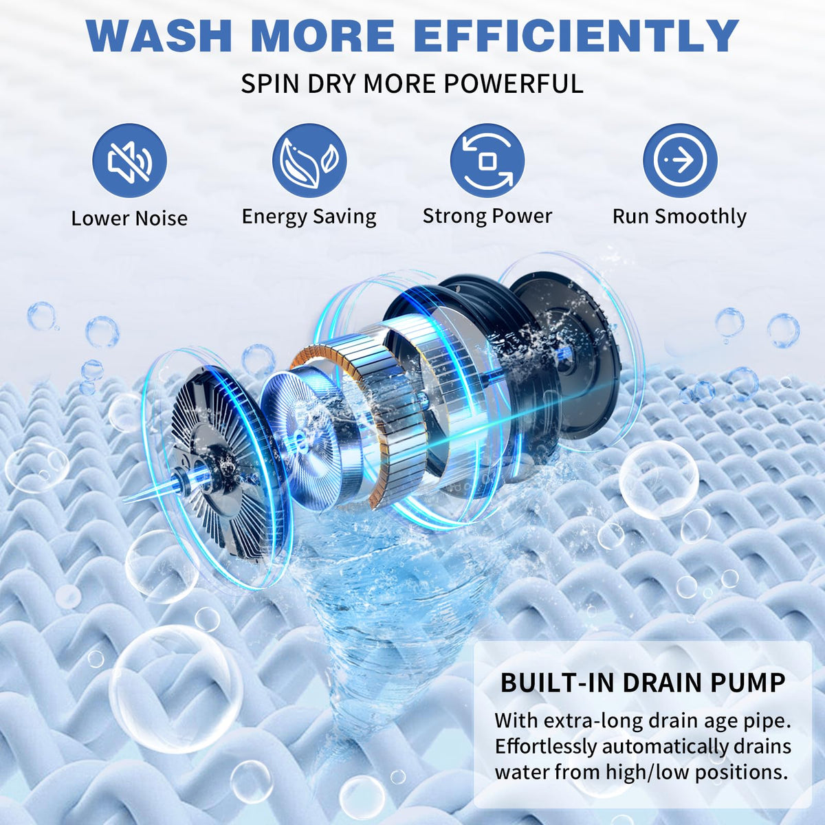 Winado 17.6LBS Full Automatic Portable Washing Machine with Drain Pump Jansha Store