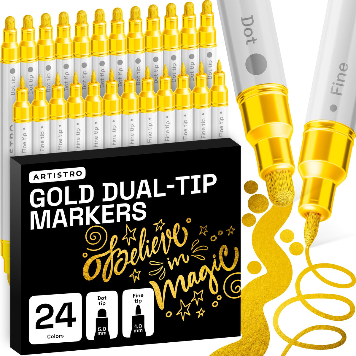 ARTISTRO 36 Multicolor Dual-Tip Acrylic Paint Marker Pens Jansha Store