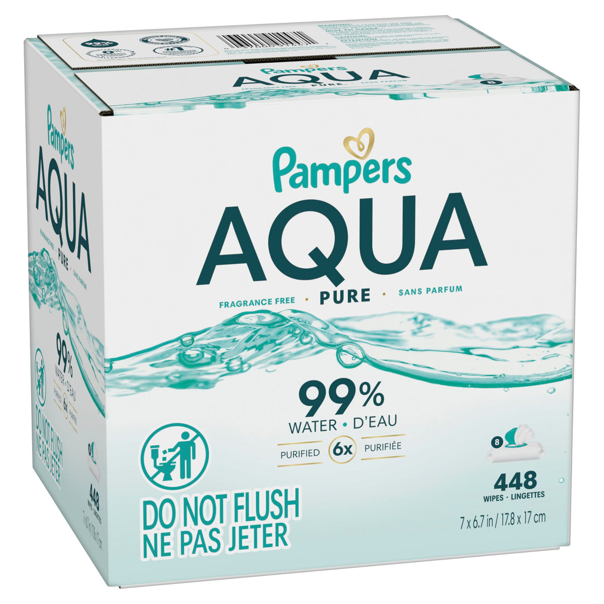 Pampers Aqua Pure Baby Wipes, Unscented, Fragrance Free, 99% Water, Water Based, Multi-Use, 672 Wipes Total (12X Flip-Top Packs) Jansha Store
