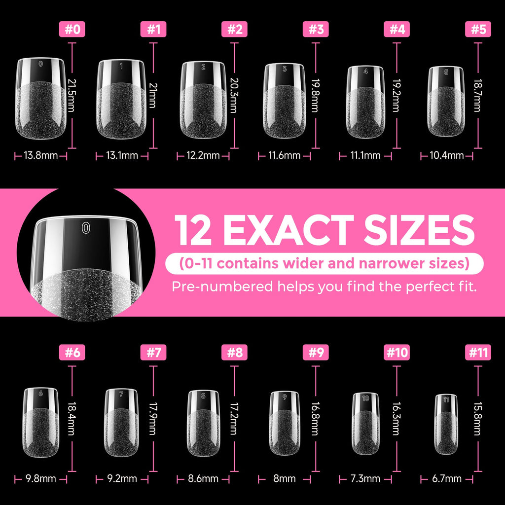 UNA GELLA Extra Short Square Kids Nail Tips 216Pcs Squoval Press On Nails Jansha Store