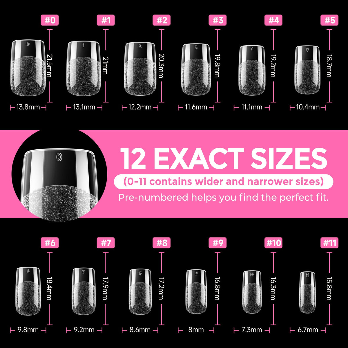 UNA GELLA Extra Short Square Kids Nail Tips 216Pcs Squoval Press On Nails Jansha Store