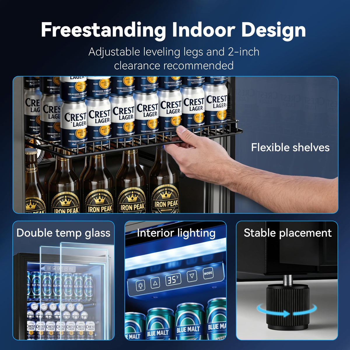 130 Can Beverage Refrigerator, 3.2 Cu.ft Fridge, Glass Door Jansha Store