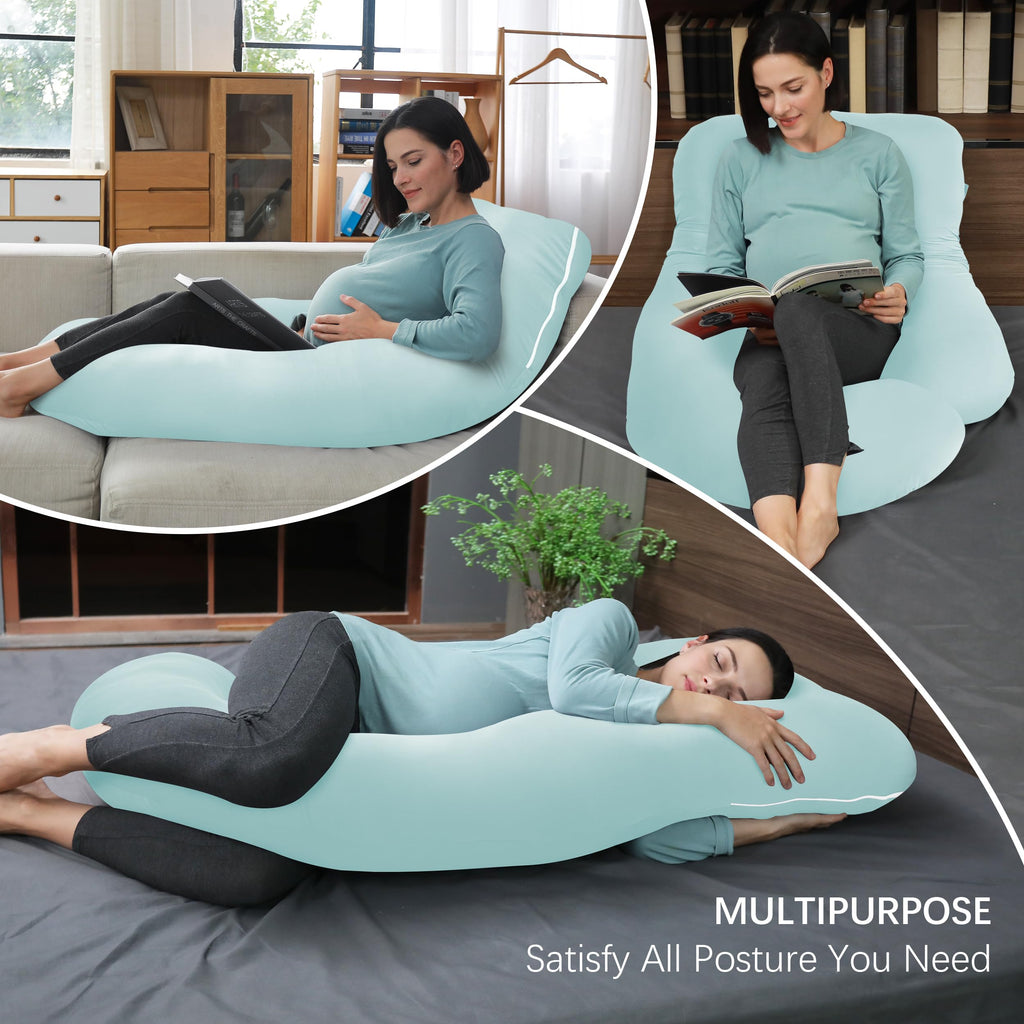 MOON PARK Pregnancy Pillows for Sleeping - U Shaped Full Body Maternity Pillow with Removable Cover - Support for Back, Legs, Belly, HIPS - 65 Inch - Purple Jansha Store