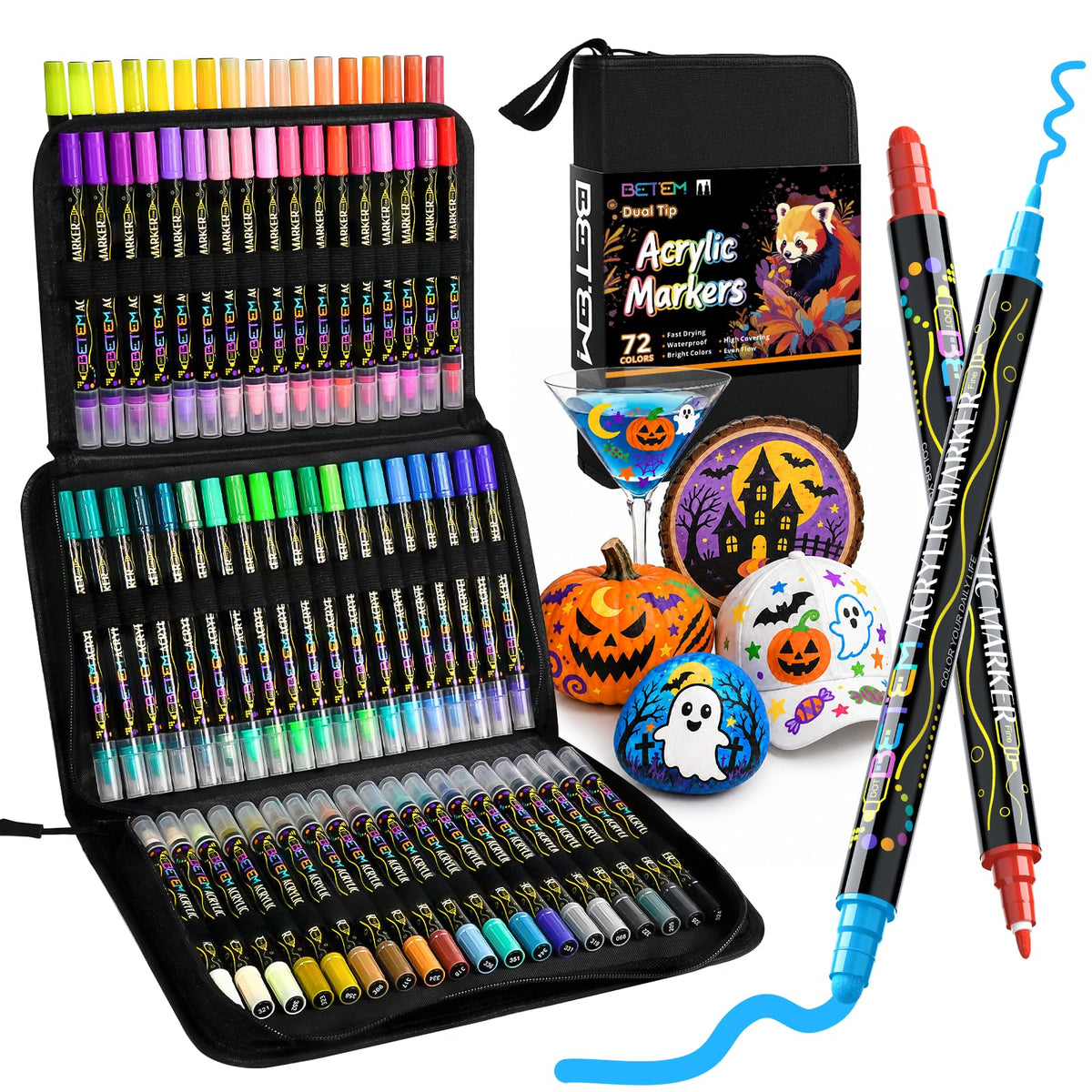 Betem 12 Colors Dual Tip Acrylic Paint Markers, Fabric Decorating Kits Jansha Store