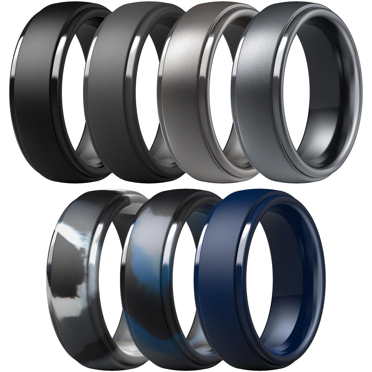 ThunderFit Silicone Rings for Men, Step Edge Rubber Wedding Bands 10mm Wide Jansha Store