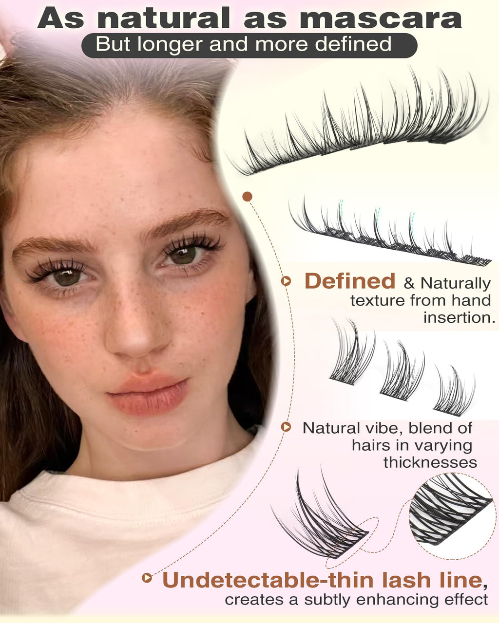 Brown Lash Clusters Natural For Soft Glam 300Pcs Wispy Lashes Cluster Eyelash Cluster Extensions C Curve Individual Lashes DIY Lash Extension Waterproof & Long - Lasting (10-16mm) Jansha Store