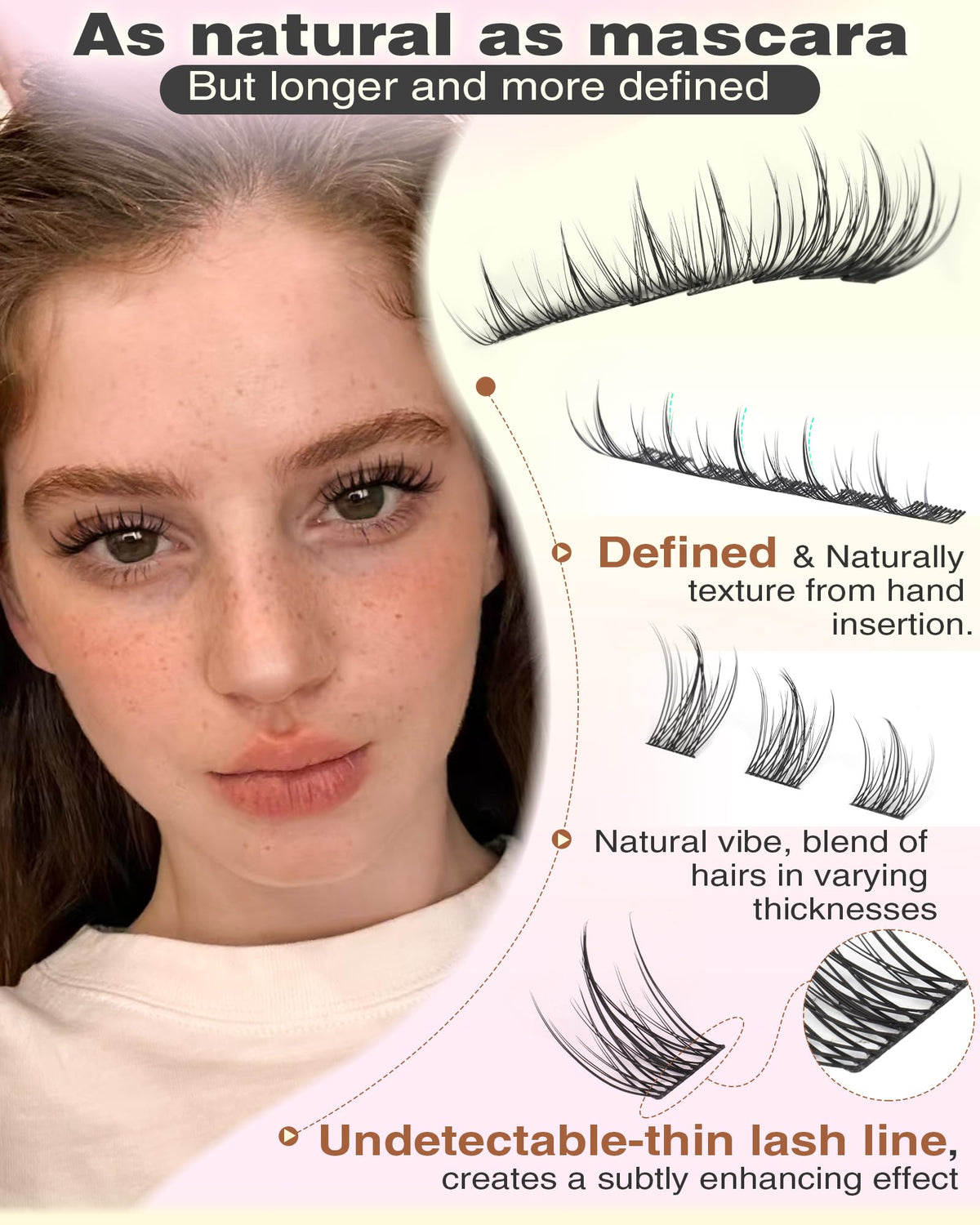Brown Lash Clusters Natural For Soft Glam 300Pcs Wispy Lashes Cluster Eyelash Cluster Extensions C Curve Individual Lashes DIY Lash Extension Waterproof & Long - Lasting (10-16mm) Jansha Store