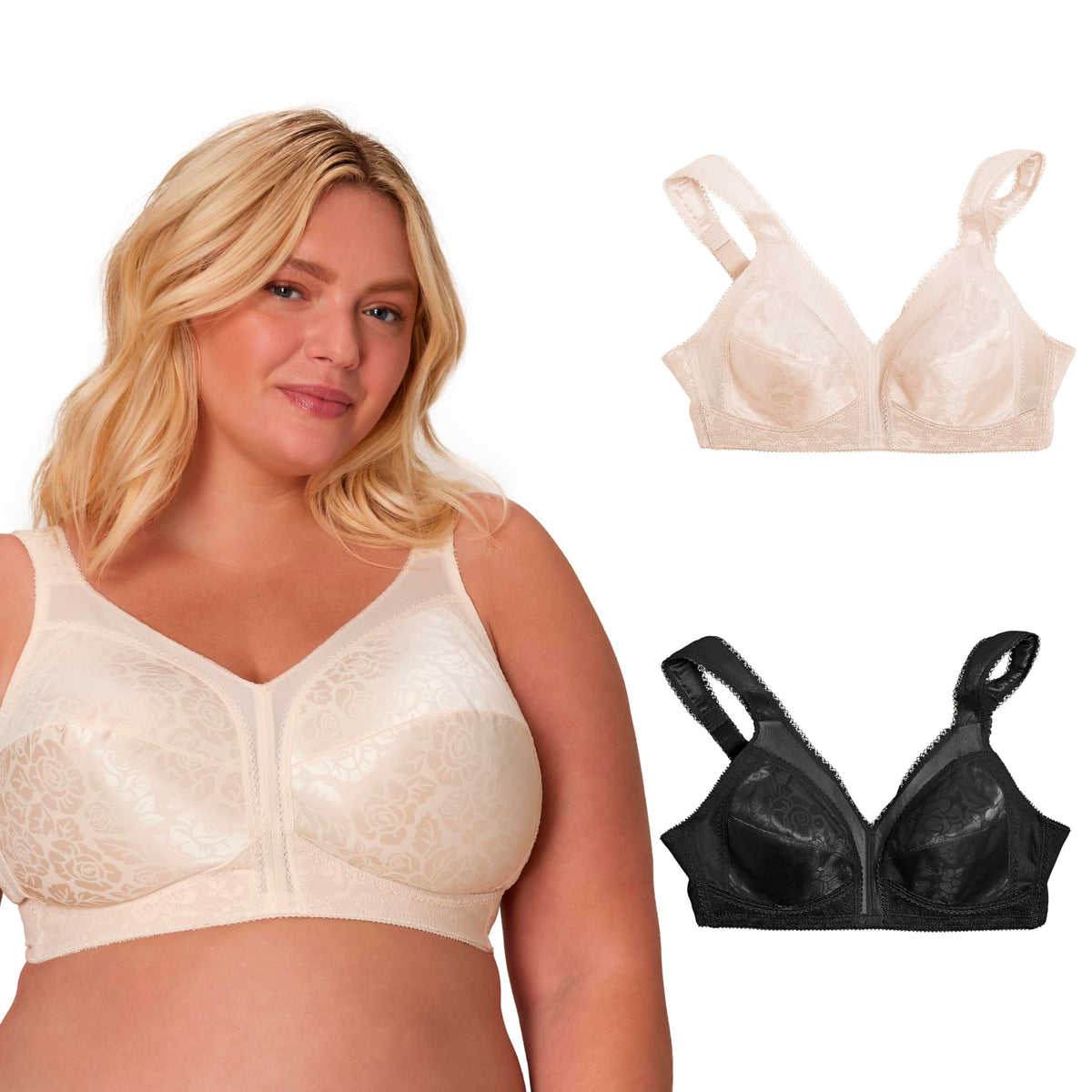 Playtex Women's Wireless Bra, 18 Hour Plus-Size Bras Available, Full Coverage, Smoothing, 4693, Single or 2-Pack Jansha Store