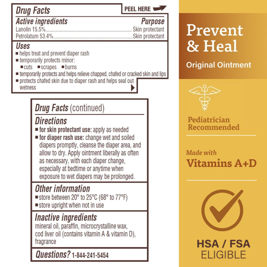 A+D Prevent + Heal Diaper Rash Ointment, With Vitamins A & D - 4 oz Tube Jansha Store