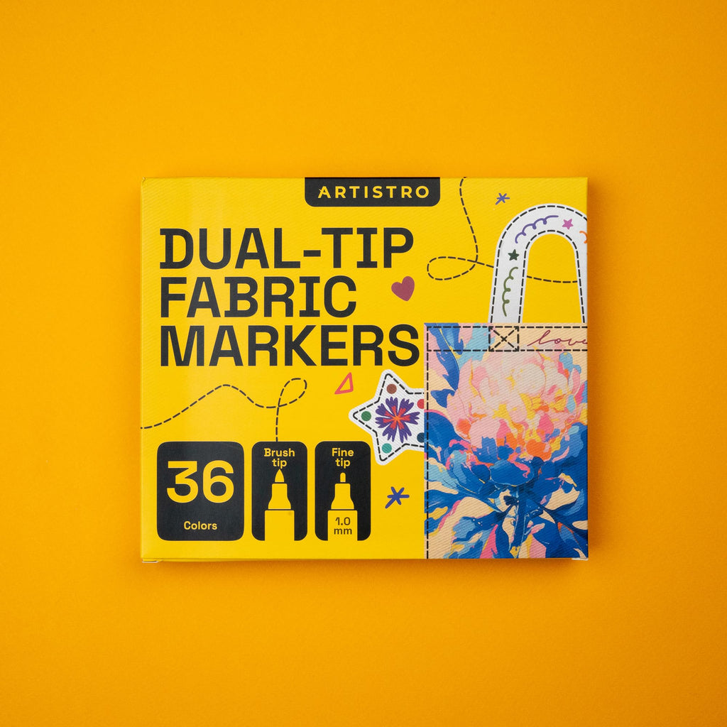 ARTISTRO 5 Black Dual-Tip Fabric Markers Decorating Kit, for Clothes Jansha Store