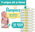 Pampers Sensitive Baby Wipes, Unscented, Fragrance Free, Clinically Proven, Water Based, Hypoallergenic, Multi-Use, Hand Wipes, 1008 Wipes Total (18X Flip-Top Packs) Jansha Store