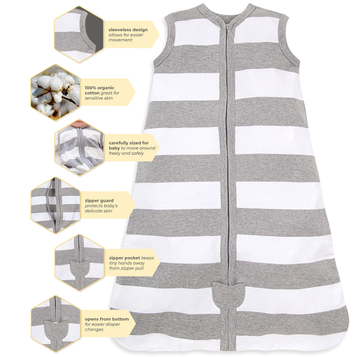Burt's Bees Baby Infant Wearable Blanket, Organic Cotton Unisex Beekeeper - Light Weight 0.5 TOG or Medium Weight 1.5 TOG Jansha Store