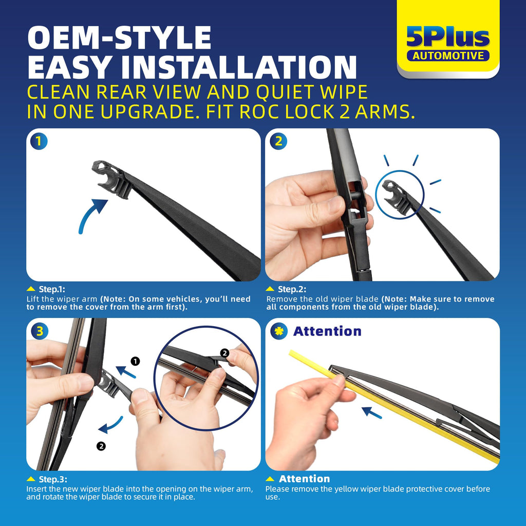 5 PLUS RearQuiet 12 Inch Rear Wiper Blade,OEM Replacement Rear Window Wiper Jansha Store