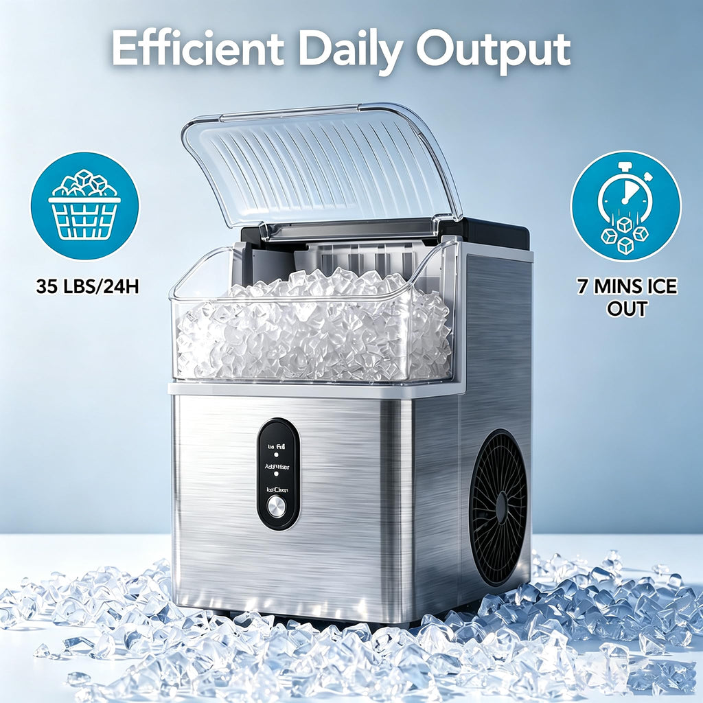 COWSAR Nugget Countertop Ice Maker, Automatic Ice Dispenser, 33 lbs/Day Chewable Pellet Ice Machine with Self-Cleaning & Measured Dispensing, Portable Ice Maker for Home, Kitchen, Office Jansha Store