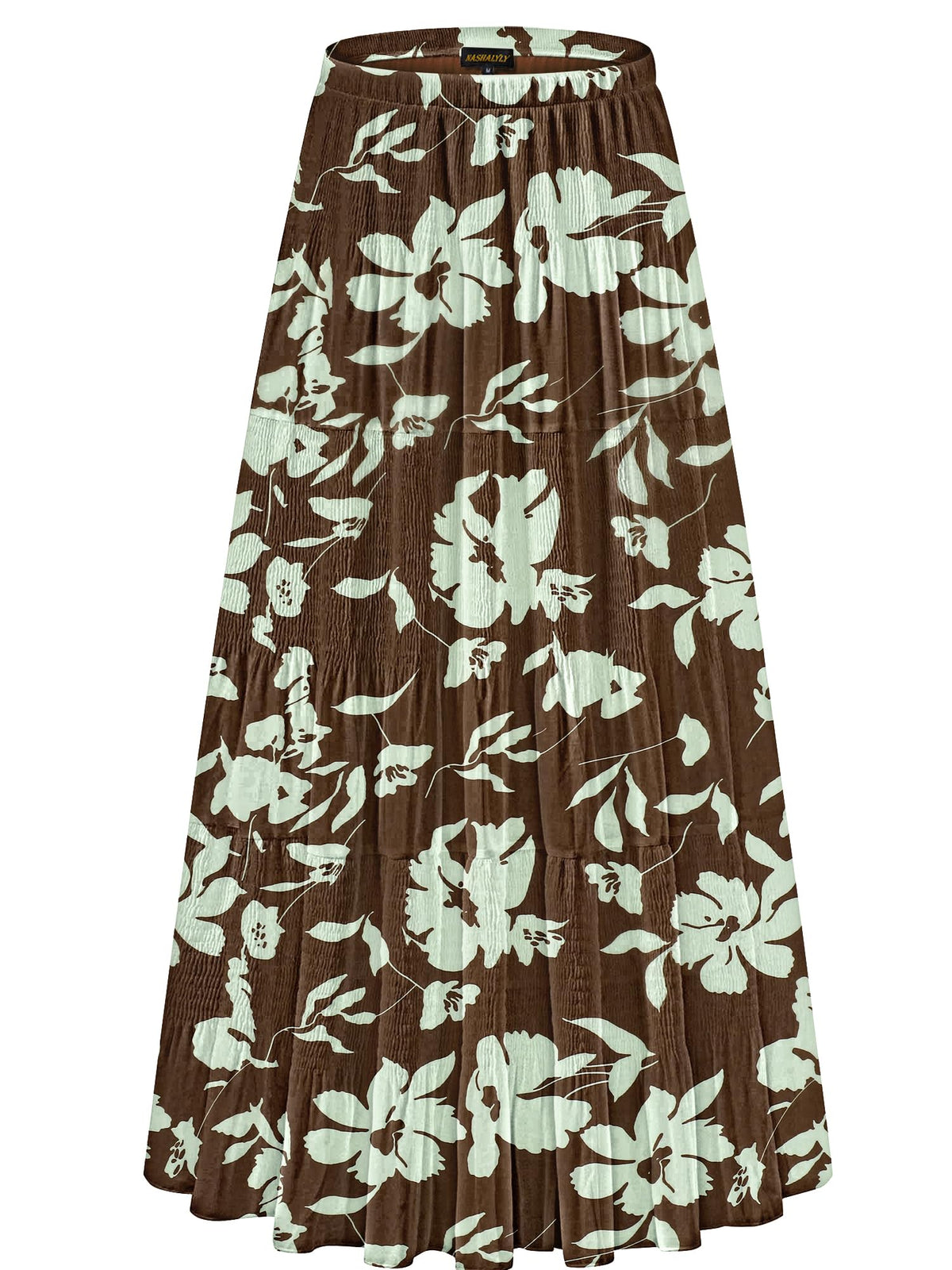 NASHALYLY Women's Chiffon Elastic High Waist Pleated A-Line Maxi Skirts Jansha Store